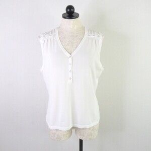 Colour Works Women’s XL White Sleeveless Knit Tank Top Stretch Rayon Snaps (New)